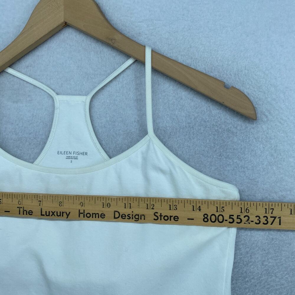 EILEEN FISHER Top S Stretch Organic Cotton Tank Racerback Shelf Bra White USA - Picture 9 of 11